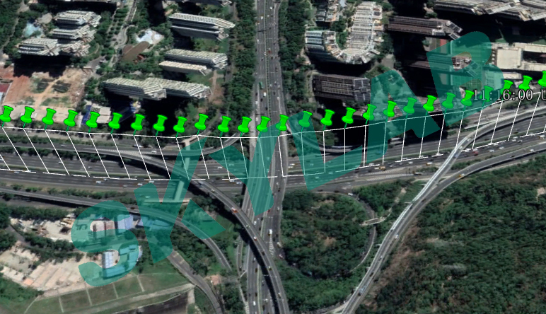 高架桥环境，卫星信号有遮挡路测效果图